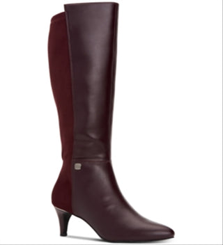 Botas femininas Alfani Arch Support com amortecimento Hakuu Almond Toe e salto gatinho com zíper, vermelhas, tamanho 5 M