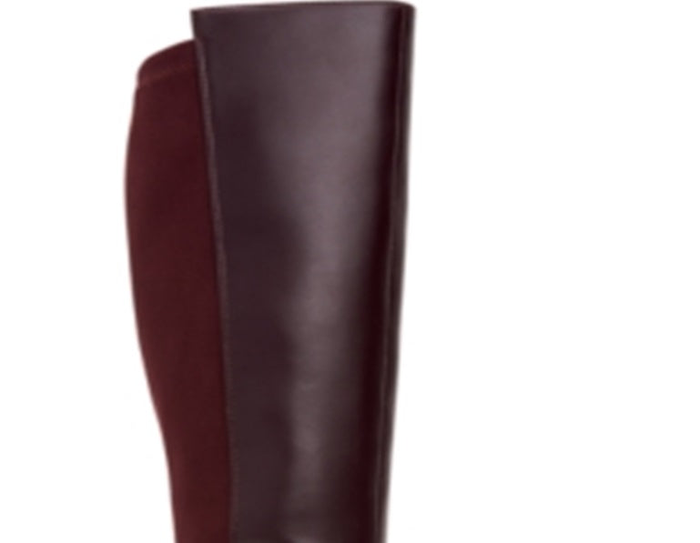 Botas femininas Alfani Arch Support com amortecimento Hakuu Almond Toe e salto gatinho com zíper, vermelhas, tamanho 5 M