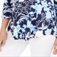 Camiseta estampada feminina JM Collection azul tamanho X-S