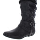 Botas de montaria femininas Cliffs by White Mountain Fairfield Buckle, pretas, tamanho 7,5 M