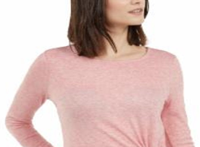Blusa de malha feminina INC International Concepts com amarração lateral, rosa, tamanho pequeno G