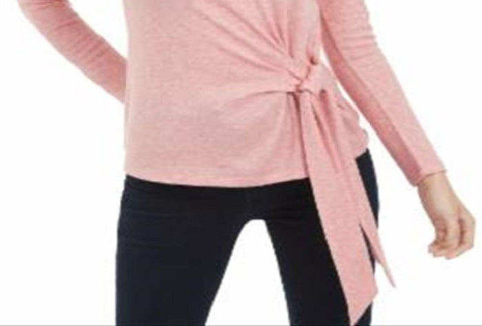 Blusa de malha feminina INC International Concepts com amarração lateral, rosa, tamanho pequeno G