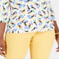 JM Collection Blusa feminina estampada com manga 3/4 em jacquard, branca, tamanho pequeno