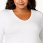 JM Collection Blusa feminina com bainha em lenço, branca, tamanho 1X