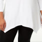 JM Collection Blusa feminina com bainha em lenço, branca, tamanho 1X