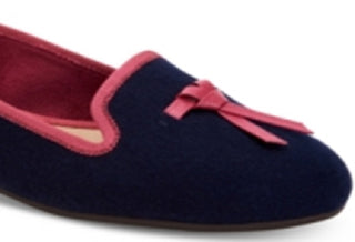 Charter Club Mocassim Feminino em Tecido Almond Toe, Azul, Tamanho 7 M