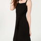 Vestido feminino MSK com sobreposição de gravata preta e decote quadrado, tamanho pequeno extragrande