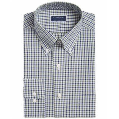 Camisa casual masculina Club Room com botões, verde, tamanho 36-37