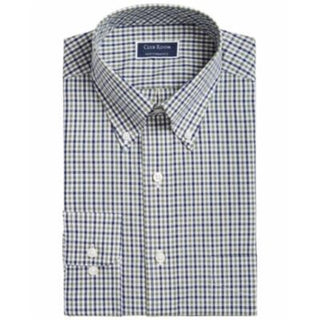 Club Room Men's Casual Button Down Shirt Green Size 36-37