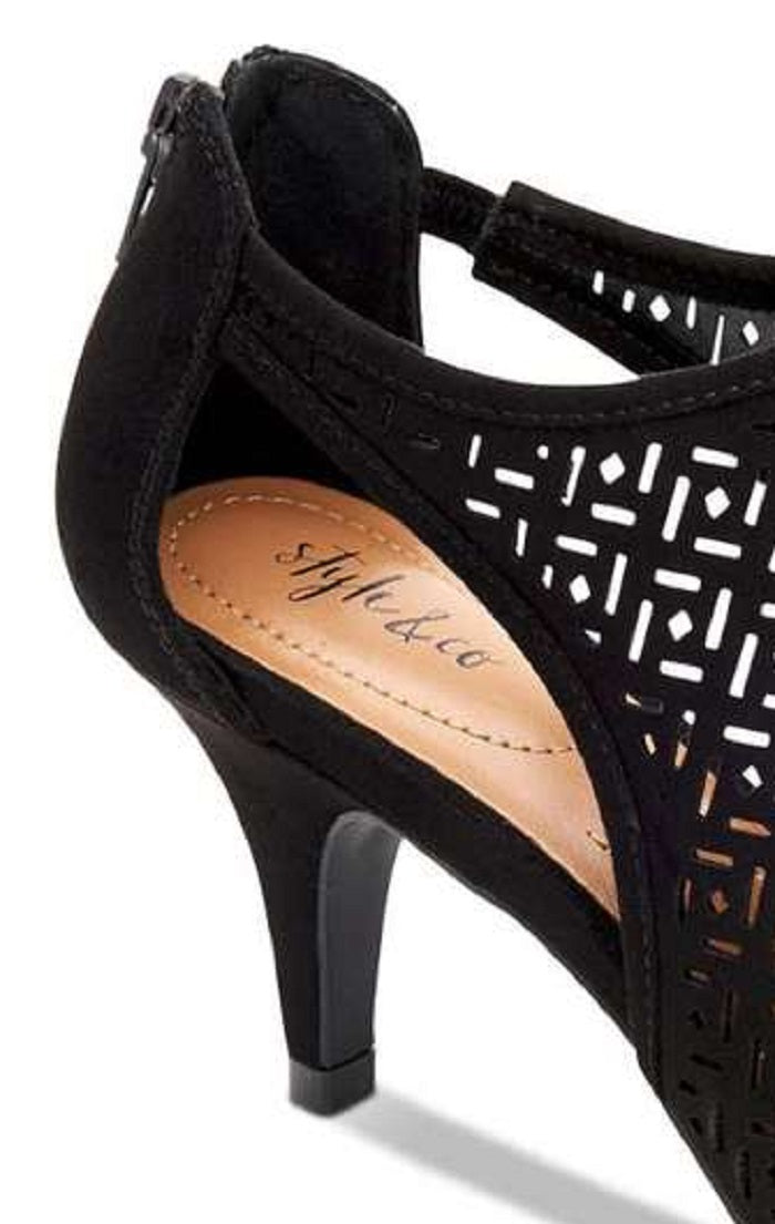 Sapatos Mule Femininos Estilo &amp; Co com Biqueira Aberta para Ocasiões Especiais, Pretos, Tamanho 5 M