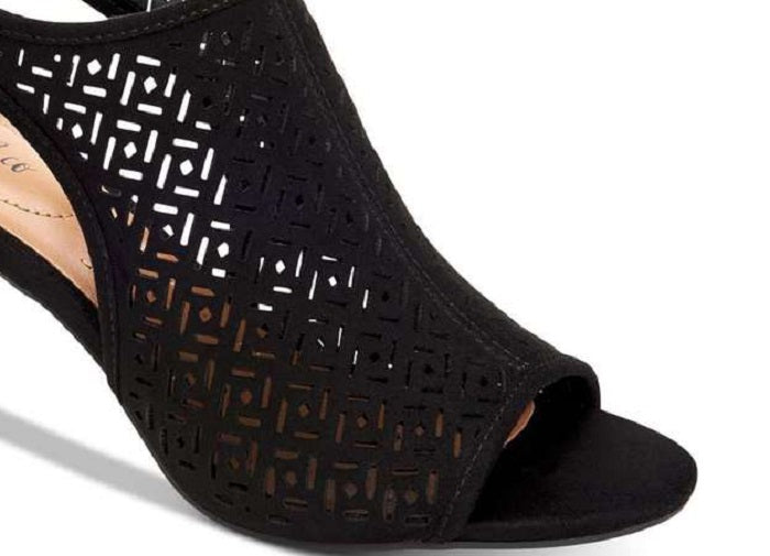 Sapatos Mule Femininos Estilo &amp; Co com Biqueira Aberta para Ocasiões Especiais, Pretos, Tamanho 5 M