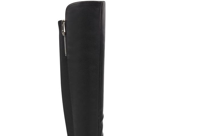 Botas femininas Marc Fisher Thora Leather bico fino acima do joelho, pretas, tamanho 5 M