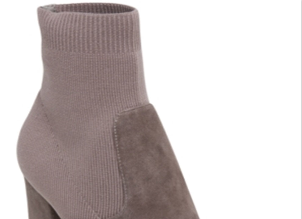 Steve Madden Bota Feminina Remy Suede Salto Bloco Meia Cinza Tamanho 10 M