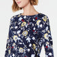 Charter Club Blusa feminina de algodão estampado com decote canoa, azul, tamanho 2XL