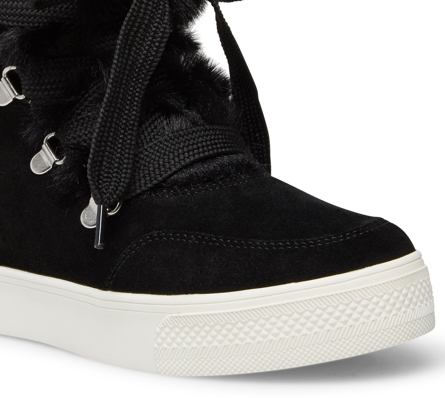 Tênis botinha de pele sintética Wharton Steve Madden feminino, preto, tamanho 6 M