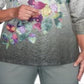 Camiseta feminina Alfred Dunner Loire Valley Falling Leaves, cinza, tamanho pequeno médio