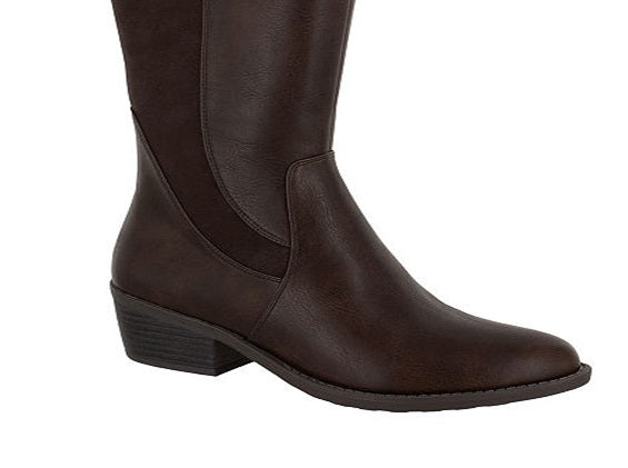 Botas de montaria femininas Easy Street Cortland Wide Calf, marrom, tamanho 6M