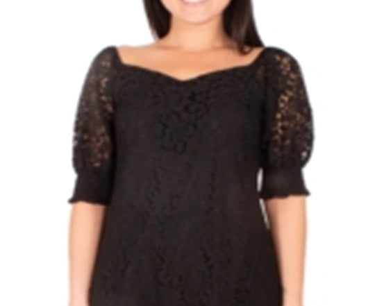 Vestido feminino de renda com decote coração, preto, tamanho pequeno, extrapequeno, da coleção NY