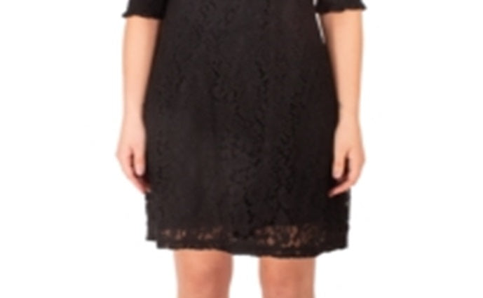 Vestido feminino de renda com decote coração, preto, tamanho pequeno, extrapequeno, da coleção NY