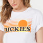 Camiseta feminina Dickies New Logo Graphic de manga curta, branca, tamanho médio