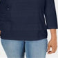 Karen Scott Blusa Feminina Listrada com Decote Quadrado e Renda Azul Tamanho Grande