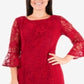 Vestido feminino NY Collection com babados e renda, tamanho pequeno, vermelho