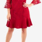 Vestido feminino NY Collection com babados e renda, tamanho pequeno, vermelho
