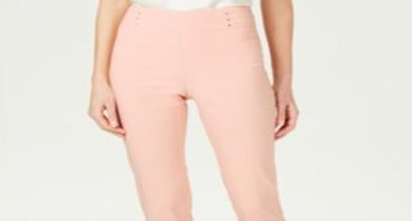 Calça feminina com controle de barriga e tachas JM Collection, laranja, tamanho X-S