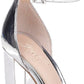 Badgley Mischka Keshia Fabric Feminino Aberto Biqueira Tira no Tornozelo Clássico Sapatos Prateados Tamanho 7,5 M