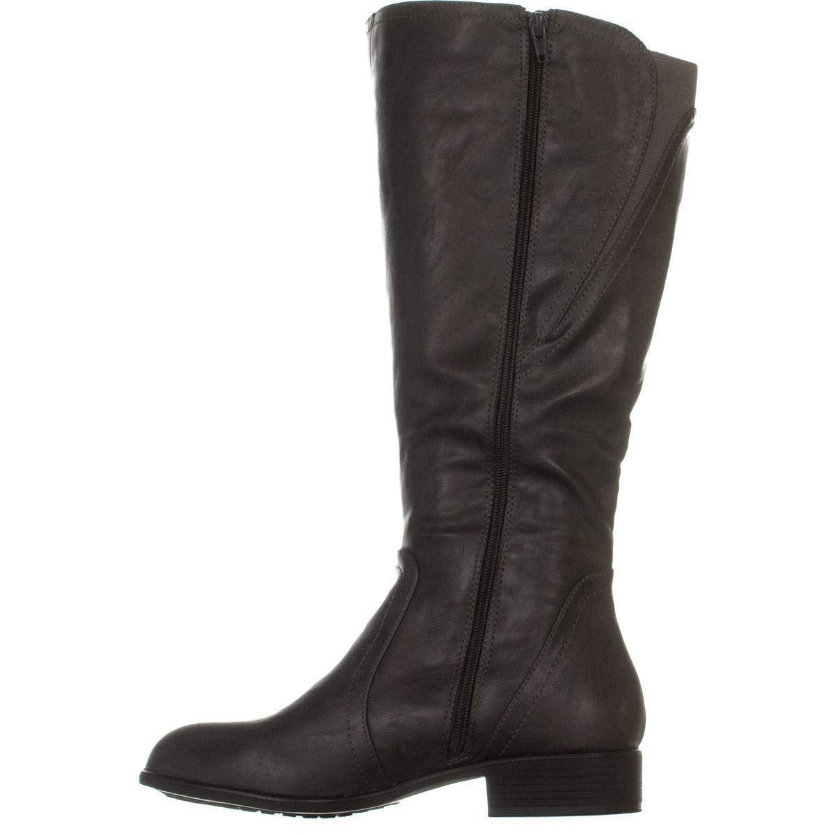 Botas femininas estilo &amp; co Milah de couro, bico amendoado, cano alto, tamanho 11W, carvão