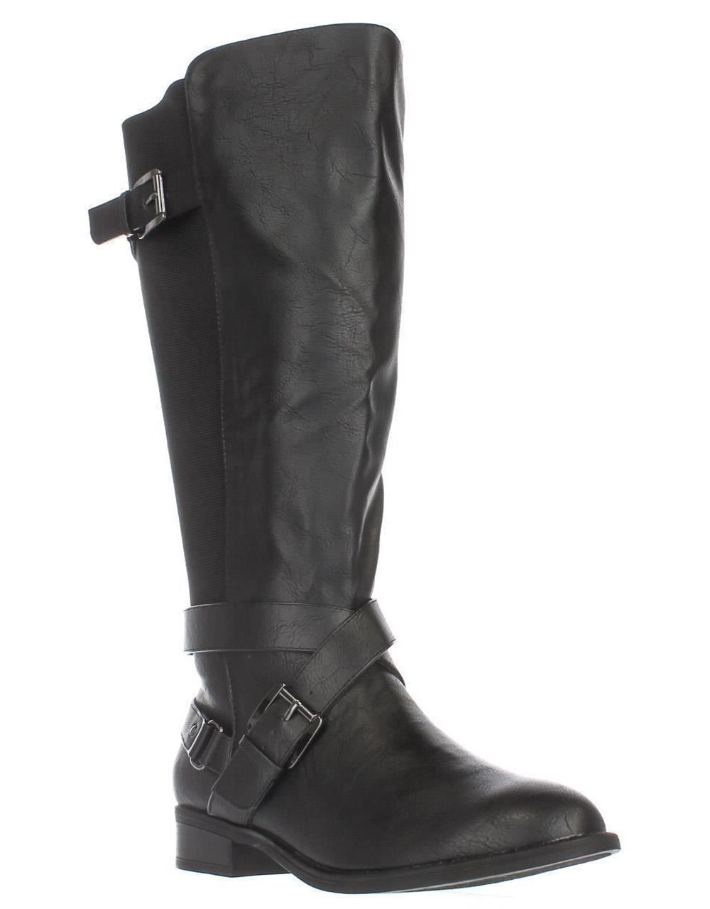 Botas de montaria femininas Thalia Sodi Vada de couro sintético acima do joelho, pretas, tamanho 7 M