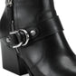 Botas de cano curto femininas Marc Fisher Victa Leather com bico fino, pretas, tamanho 9 M