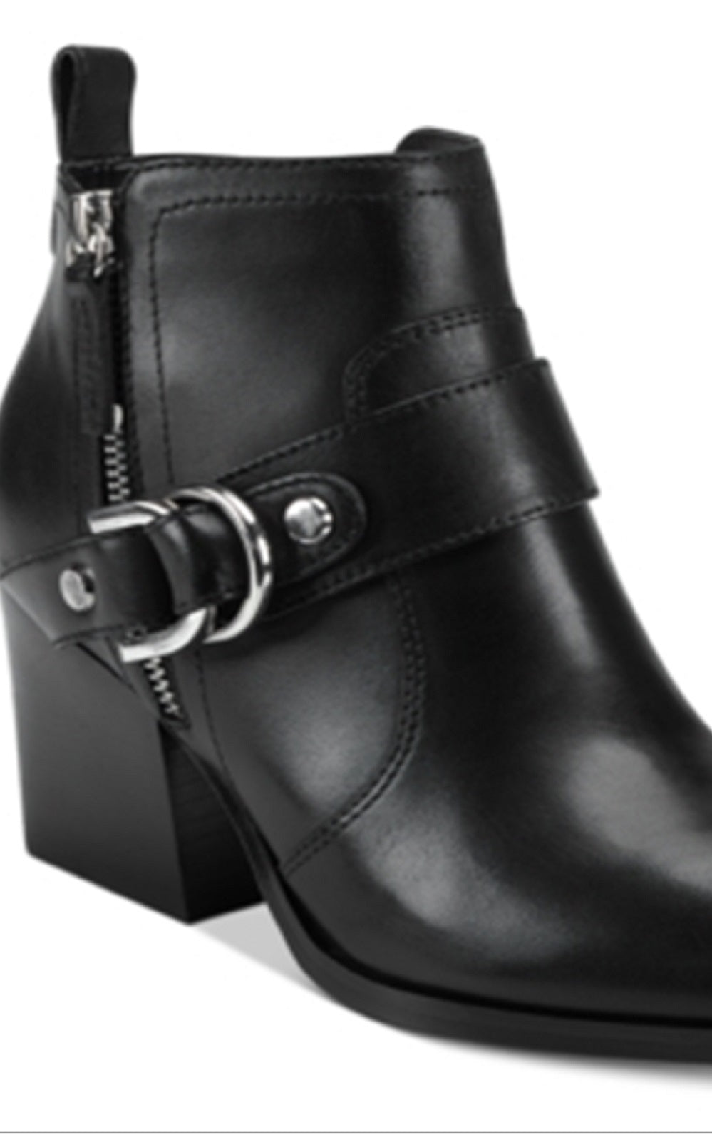 Botas de cano curto femininas Marc Fisher Victa Leather com bico fino, pretas, tamanho 9 M