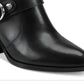 Botas de cano curto femininas Marc Fisher Victa Leather com bico fino, pretas, tamanho 9 M
