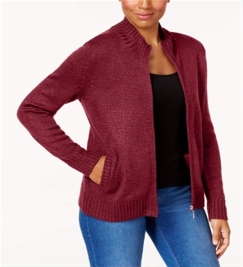 Karen Scott Cardigan Feminino com Zíper Frontal Vermelho Tamanho XX-G