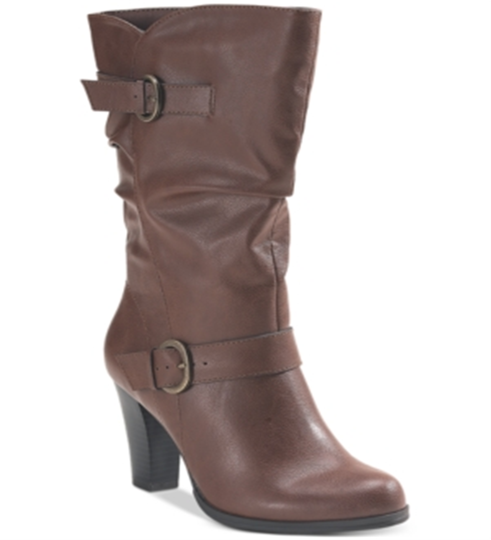Botas de cano médio femininas Sachi de couro sintético Style &amp; Co, marrom, tamanho 10 M