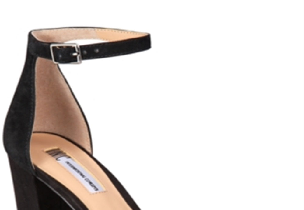 Sapatos abertos de couro Kivah da INC International Concepts para mulheres, pretos, tamanho 6,5 M