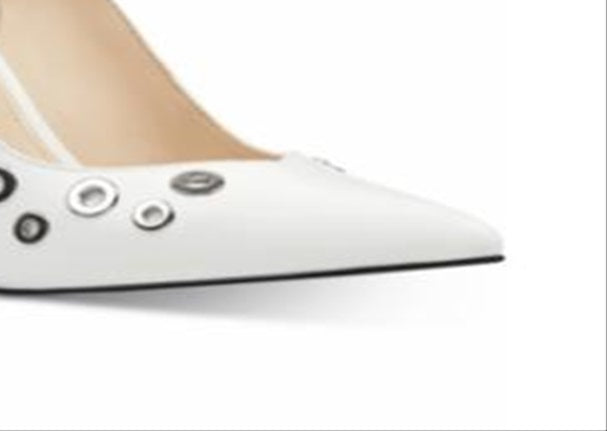 Nine West Sapatos Femininos Tatin Couro Slingback Branco Tamanho 8,5 M