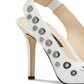 Nine West Sapatos Femininos Tatin Couro Slingback Branco Tamanho 8,5 M