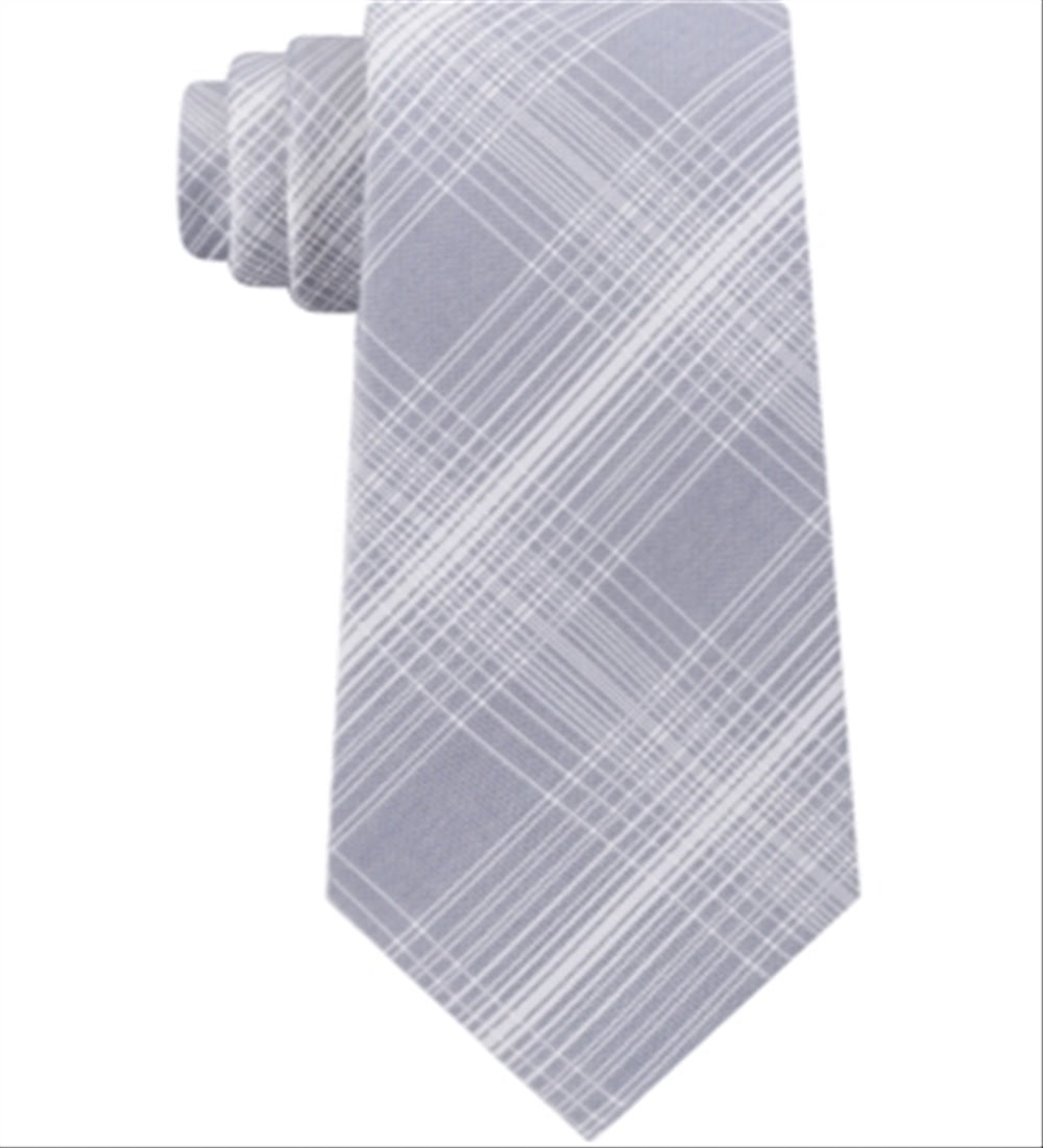 Gravata xadrez Tyler Grid masculina Kenneth Cole Reaction cinza tamanho regular