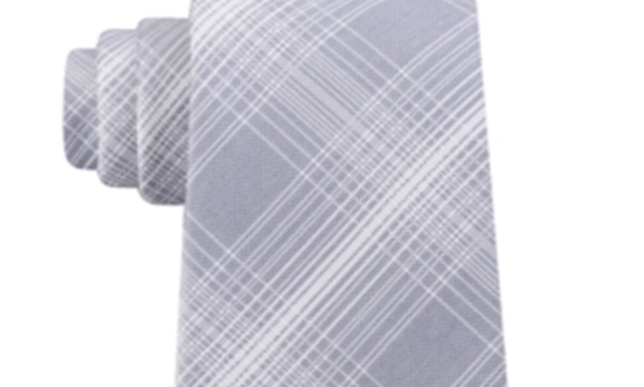 Gravata xadrez Tyler Grid masculina Kenneth Cole Reaction cinza tamanho regular