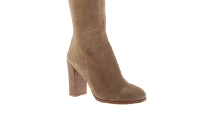 Botas altas femininas Kenneth Cole Justin Block Heel, pretas, tamanho 5,5 M