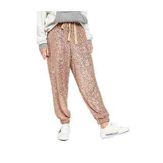 Calça Harém com Lantejoulas Night Moves Feminina da Free People, Dourada, Tamanho P