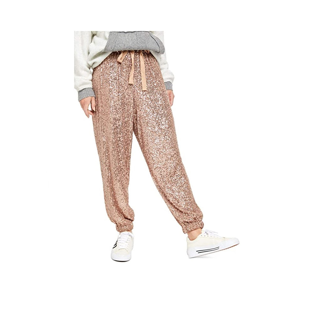 Calça Harém com Lantejoulas Night Moves Feminina da Free People, Dourada, Tamanho P