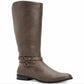 Botas femininas estilo &amp; co Kindell de couro, bico amendoado, cano alto, cinza, tamanho 8m-WC