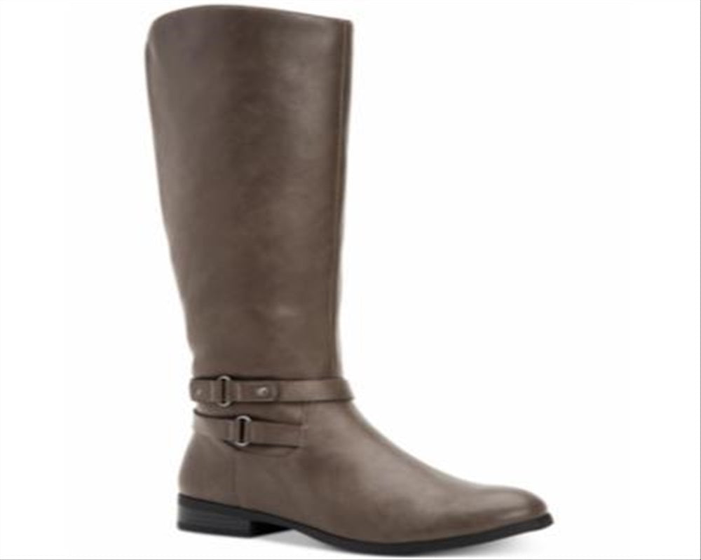Botas femininas estilo &amp; co Kindell de couro, bico amendoado, cano alto, cinza, tamanho 8m-WC