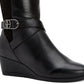 Botas femininas Giani Bernini Chelsey de couro até o joelho, pretas, tamanho 7,5 M