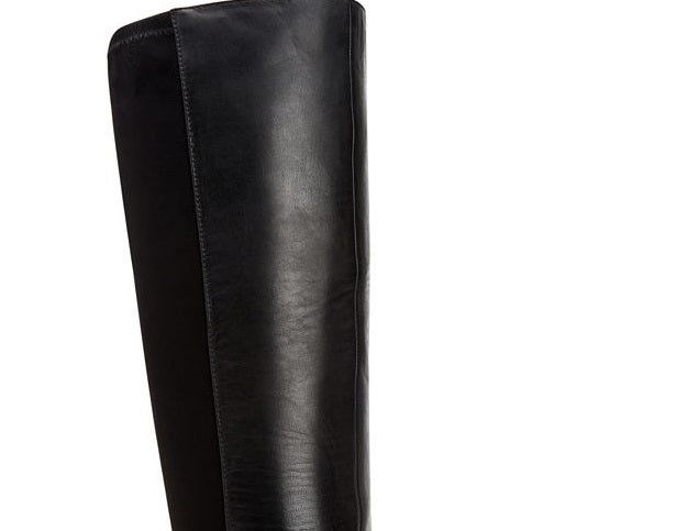 Botas femininas Giani Bernini Chelsey de couro até o joelho, pretas, tamanho 7,5 M