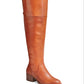 Botas femininas de couro Karmenn com bico fechado e acima do joelho, da INC International Concepts, marrom, tamanho 9 M