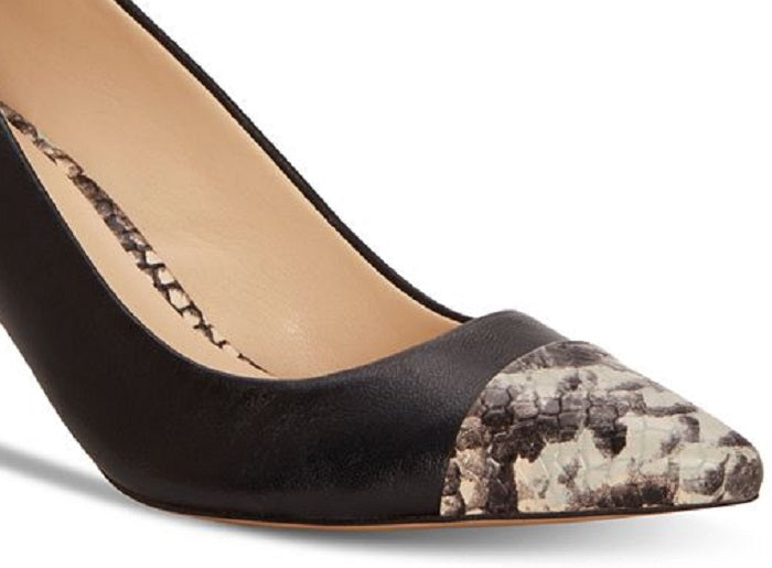 Enzo Angiolini Donata Couro Feminino Bico Fino Clássico Preto Tamanho 6,5 M